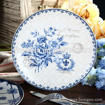 12 Inches Elegant Fine White Porcelain Large Ceramic Platter of Blue Dream